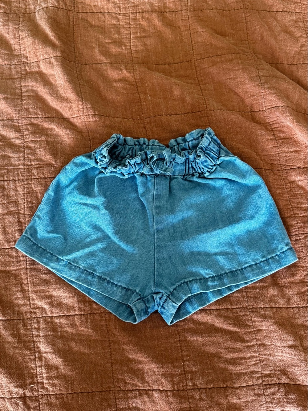 H&M Blue High-Waist Ruffle Elastic Shorts